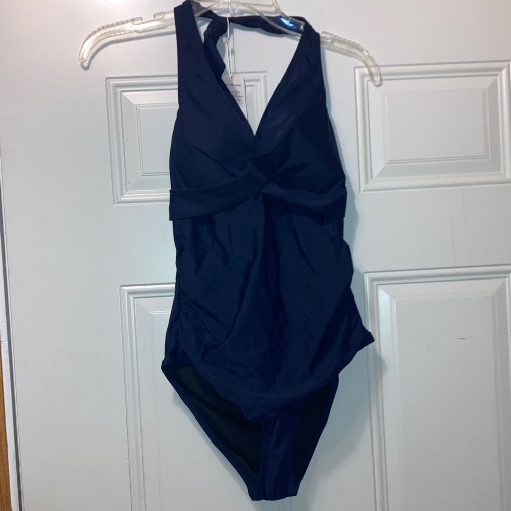 Navy Blue Halter Swimsuit‎ 8 NWT
